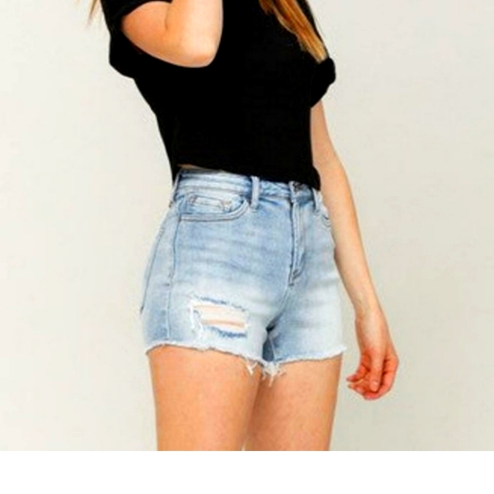 Vervet by flying monkey High Rise Distressed Jean Shorts